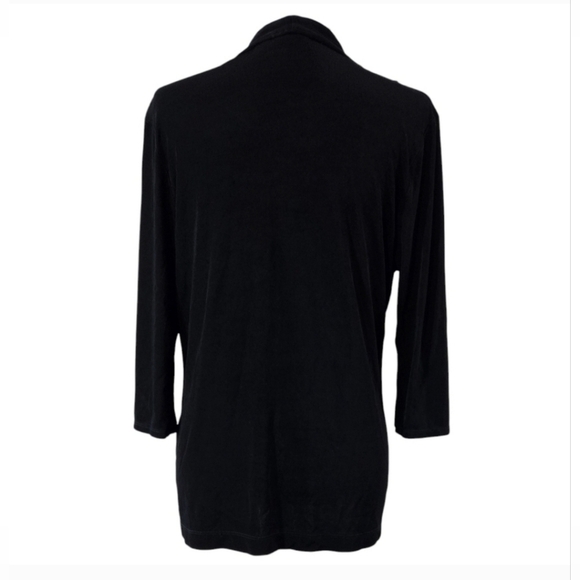 Chico's Travelers Black Open Front Slinky Knit Cardigan Capsule Stretch Size 3 - Picture 3 of 10